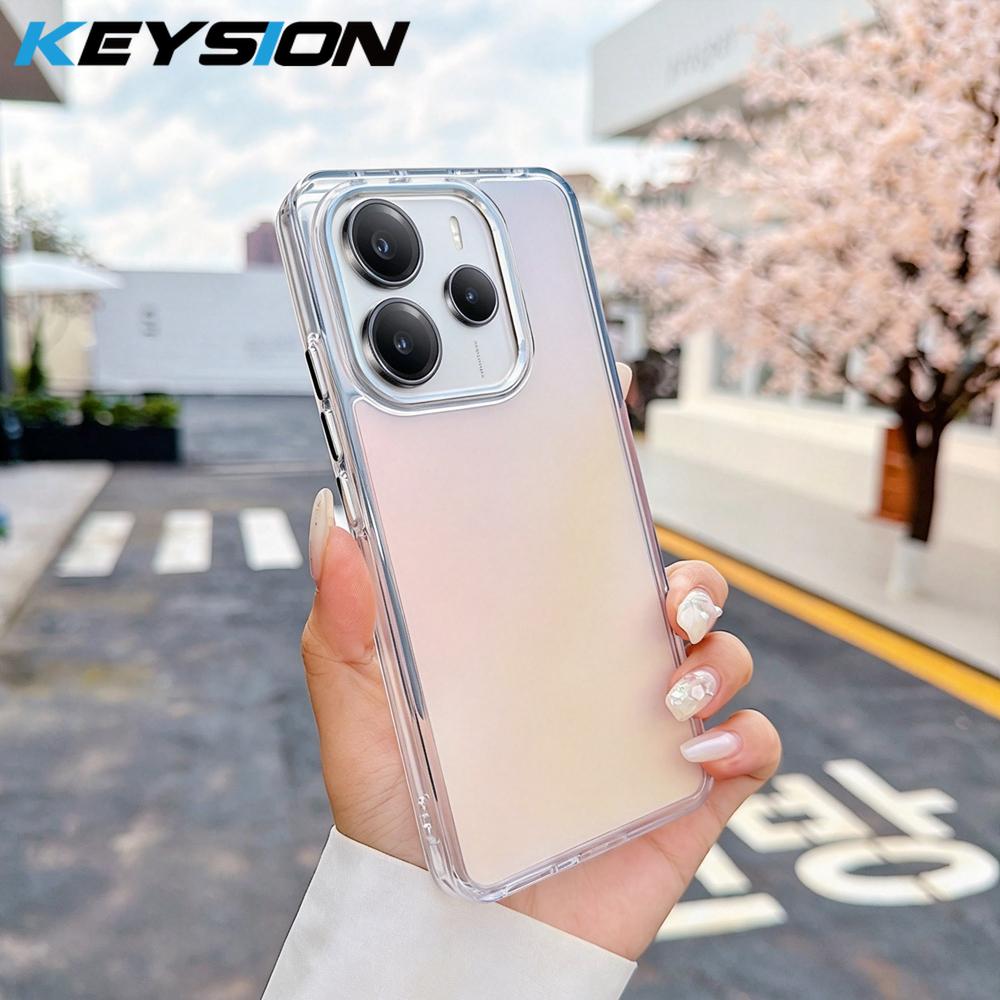 

KEYSION Fashion Laser Gradient Colorful Phone Case for Redmi Note 14 4G 5G TPU+PC Shockproof Back Cover for Redmi Note 14 for Redmi Note 14 5G білий