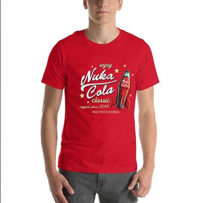 Nuka Cola Fallout Unisex Softstyle Baumwoll-T-Shirt Lustige T-Shirts Vintage Rotes T-Shirt 2044 Tee Tops Fan Geschenk Ropa Hombre Harajuku