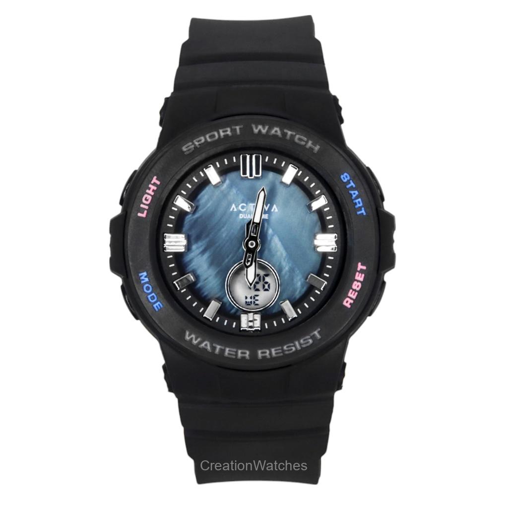 INVICTA Activa Analogique Numérique Bracelet en Polyuréthane Thermoplastique Bleu Cadran Nacre Mouvement Quartz ACW2125-001 Montre Unisexe
