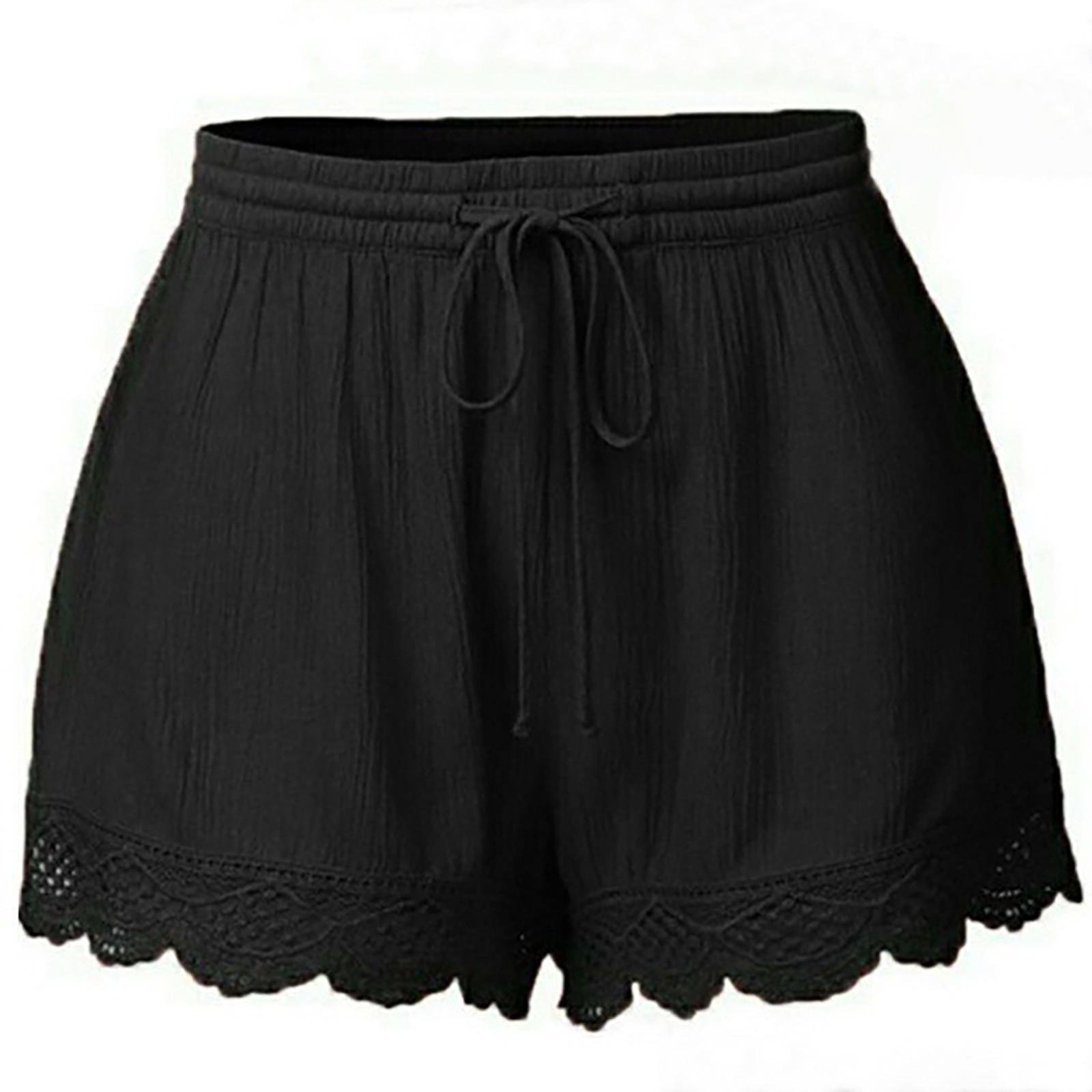 

Повседневные женские кружевные шорты большого размера со шнурком, свободные шорты, брюки XXXXXL чёрный