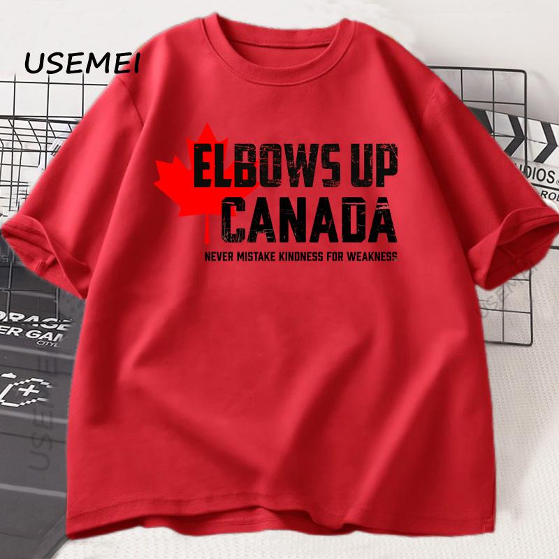 

Elbows Up Canada Tshirt True North Strong and Free Proud Canadian T-Shirt Men Women Summer Cotton Short Sleeve Tee Shirt Tops M