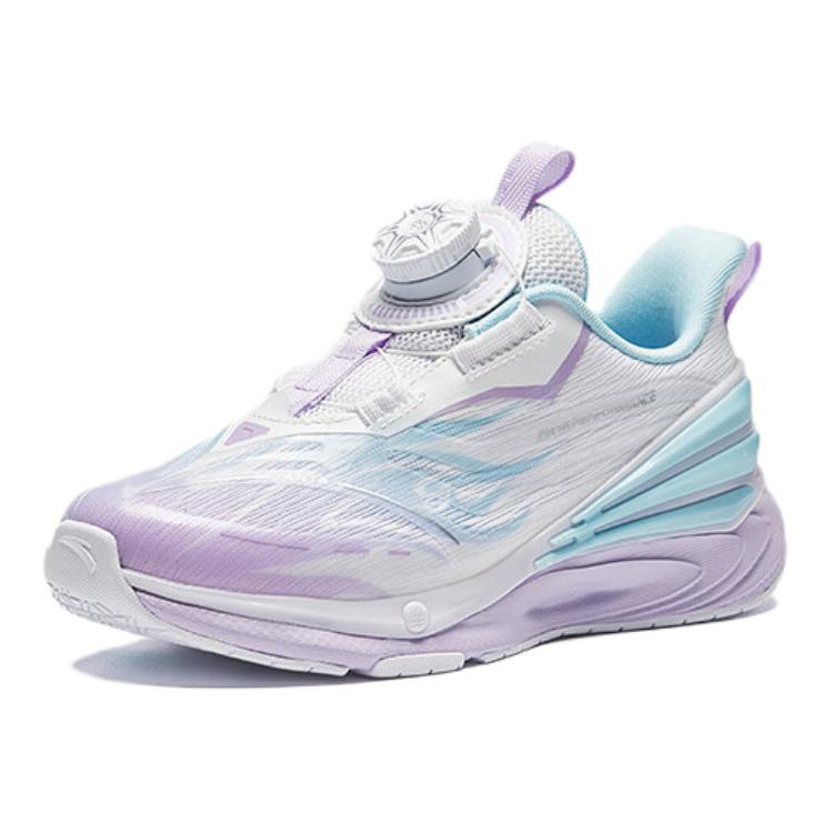 Anta Kids Fly Knight 7.0 Fabric Knob Comfortable Non-Slip Wear-Resistant Low-Top Running Shoes Kids sneaker White Purple 322439961-4