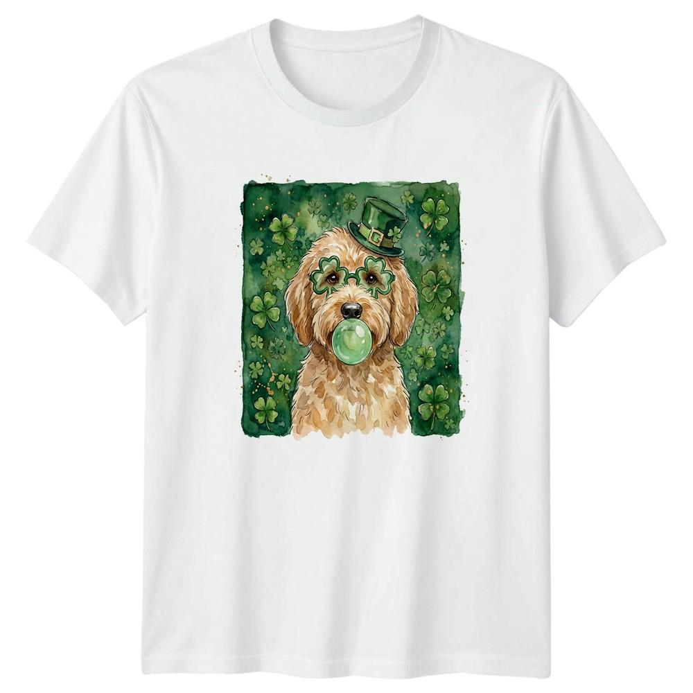 Doodle Dog Wearing Shamrock Glasses TShirt Doodle Breed St Patricks Day S