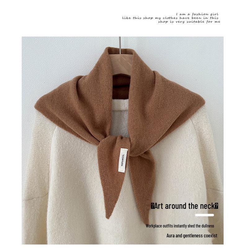 Australijski Szal Trójkątny Damski z Wełny i Kaszmiru - Wszechstronny Jednolity Kolor Ocieplacz na Szyję