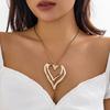 Exaggerated Big Hollow Out Heart Pendants Necklace for Women Trendy Ladies Accessories On Neck 2026 Fashion Jewelry Female Gifts