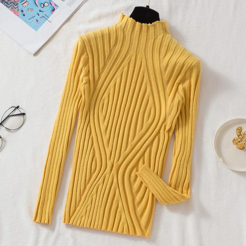 Knitted Sweater Women Pullover Half Turtleneck Jumper Sweater Autumn Winter Solid Slim Chic Streetwear Long Sleeve Y2K