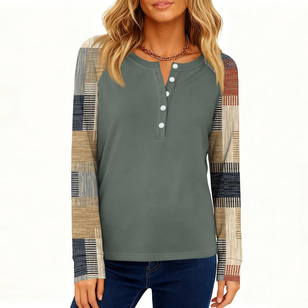 Women's Fashion  Loose Long Sleeve Round Neck Casual Top
