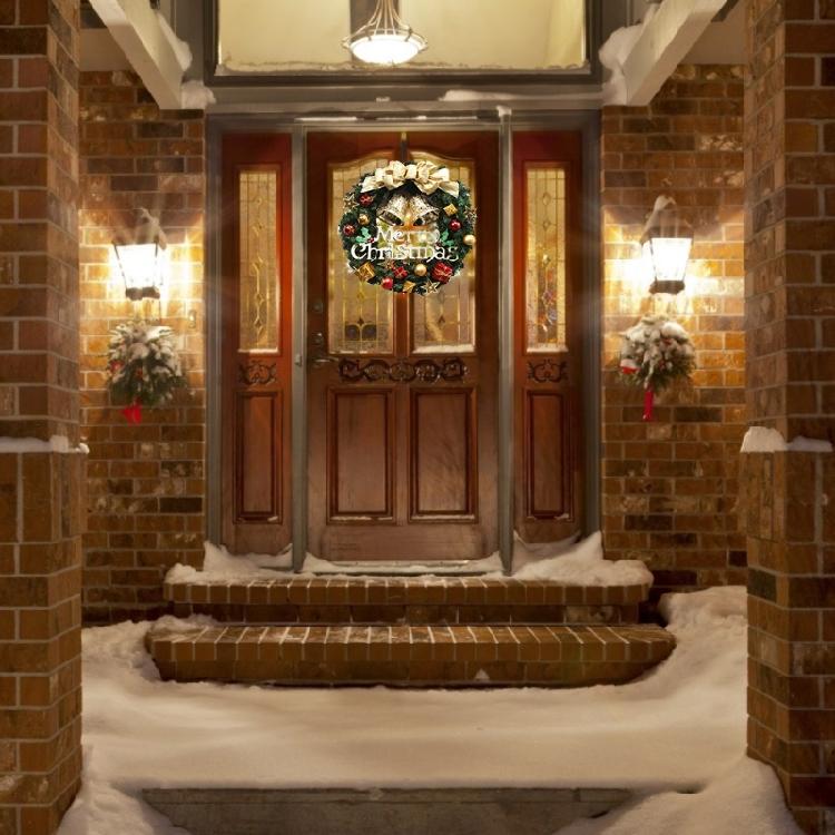 Couronne de Noël 11 Pouces Guirlande Artificielle pour Porte d'Entrée Décorations de Noël