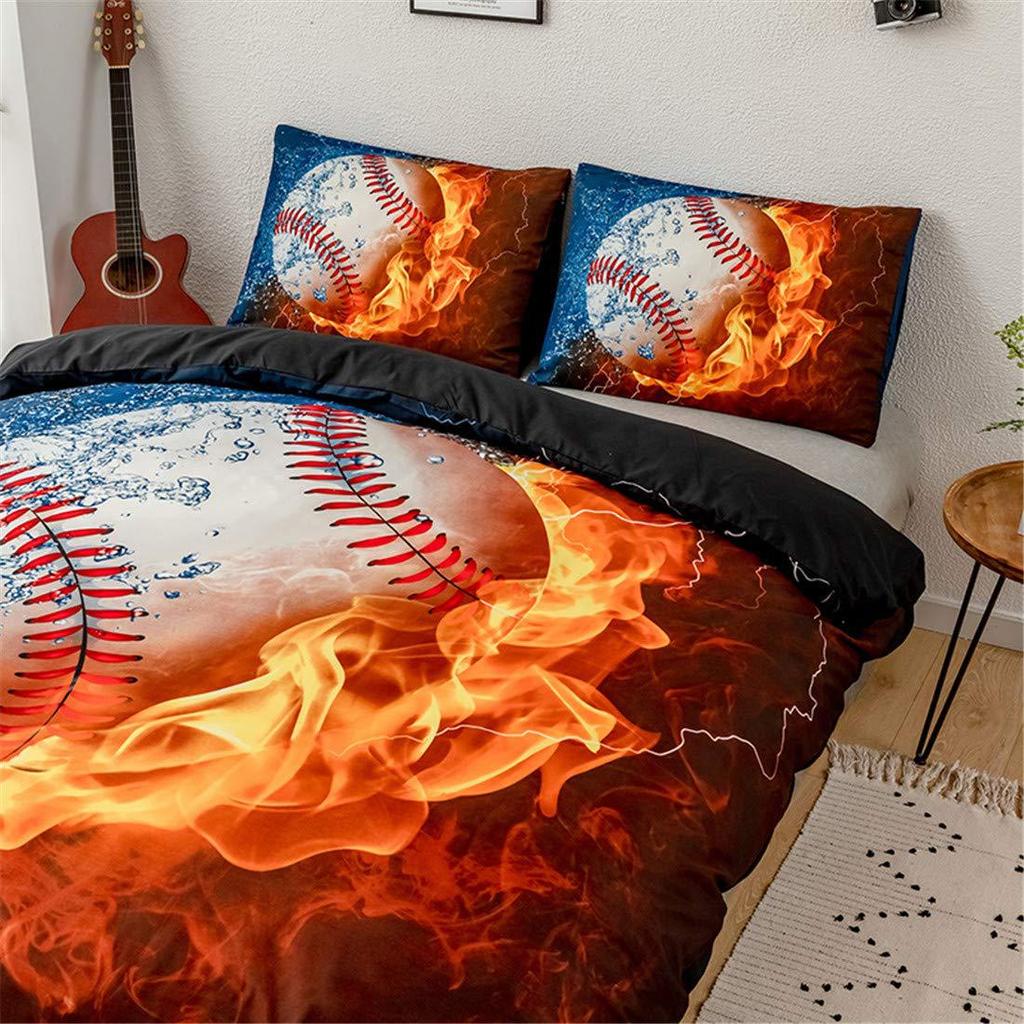 Sports Style Baseball Three-piece Quilt Cover 3D Digital Printing Bedding Set Bed Cover