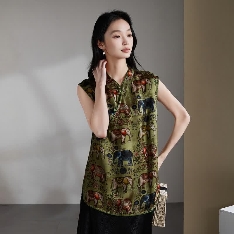 SOFSIL Silk Blend Sleeveless Printed Blouse