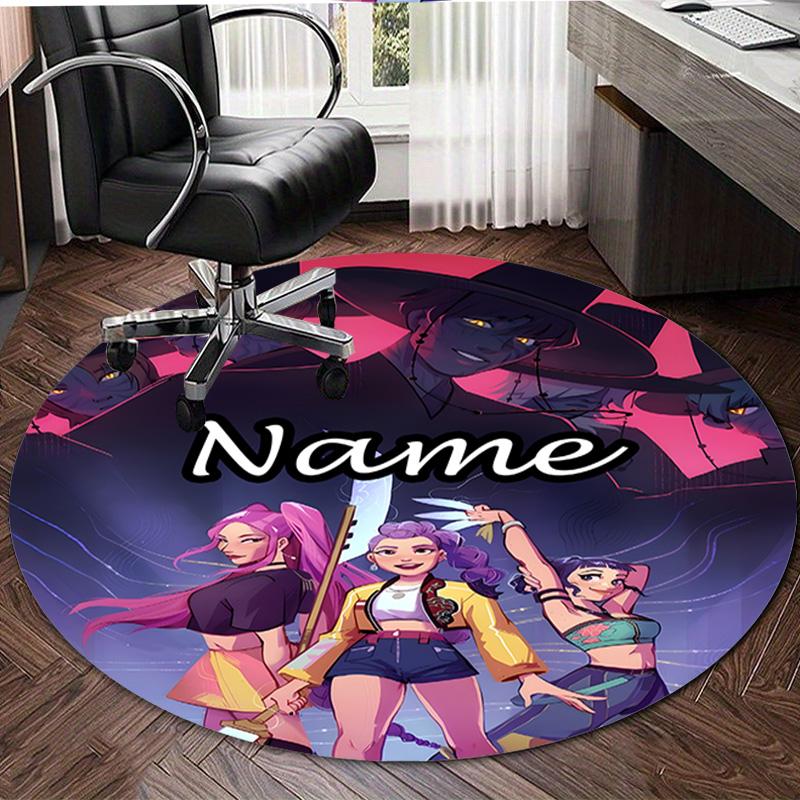 Personalized K-KPop Demon Hunters Round Chair Office Rug - Perfect for Mat, Office Chair & More - Ideal Gift for Birthdays and Holidays