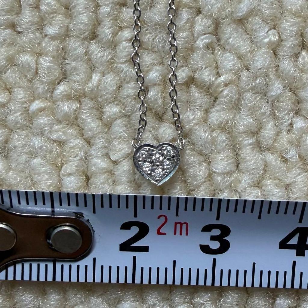 Used STAR JEWELRY Heart Necklace k18 WG 0.04ct