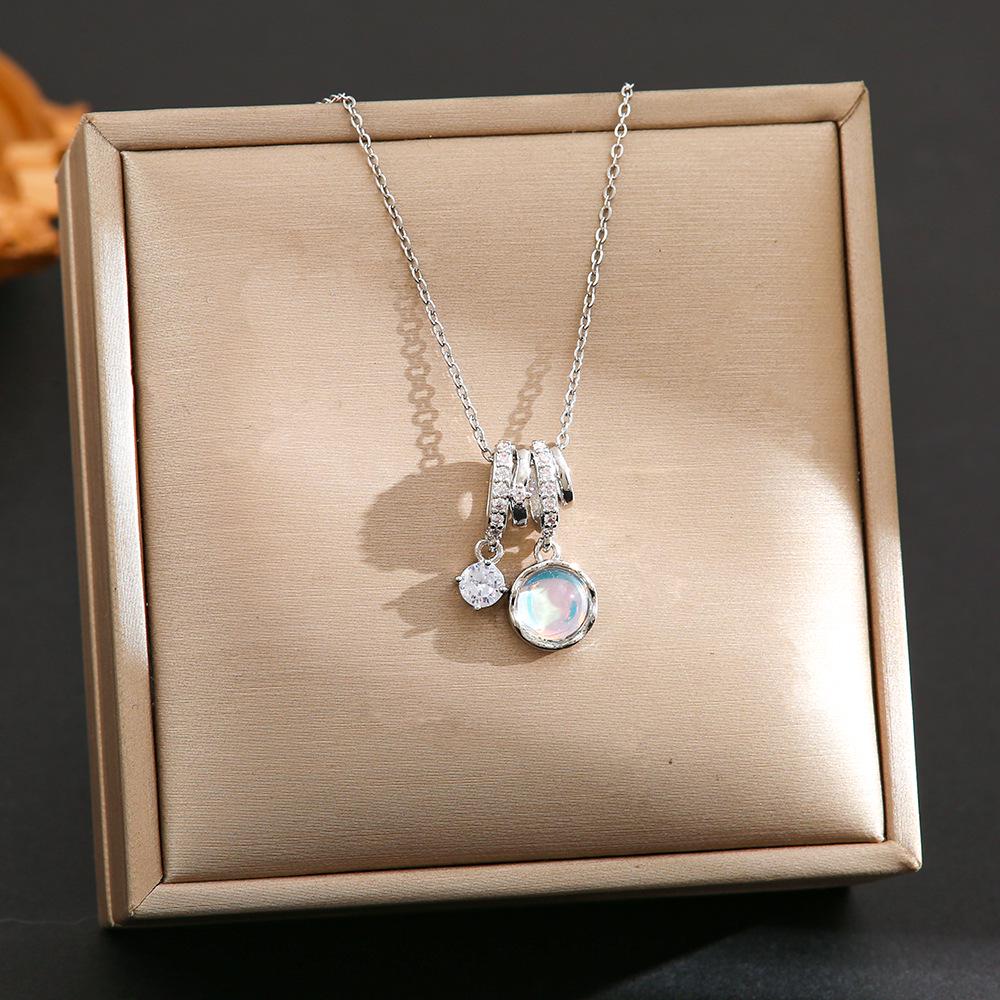 Women's Silver Titanium Steel Necklace with Micro-Inlaid Zircon - Elegant, Durable Clavicle Chain Jewelry