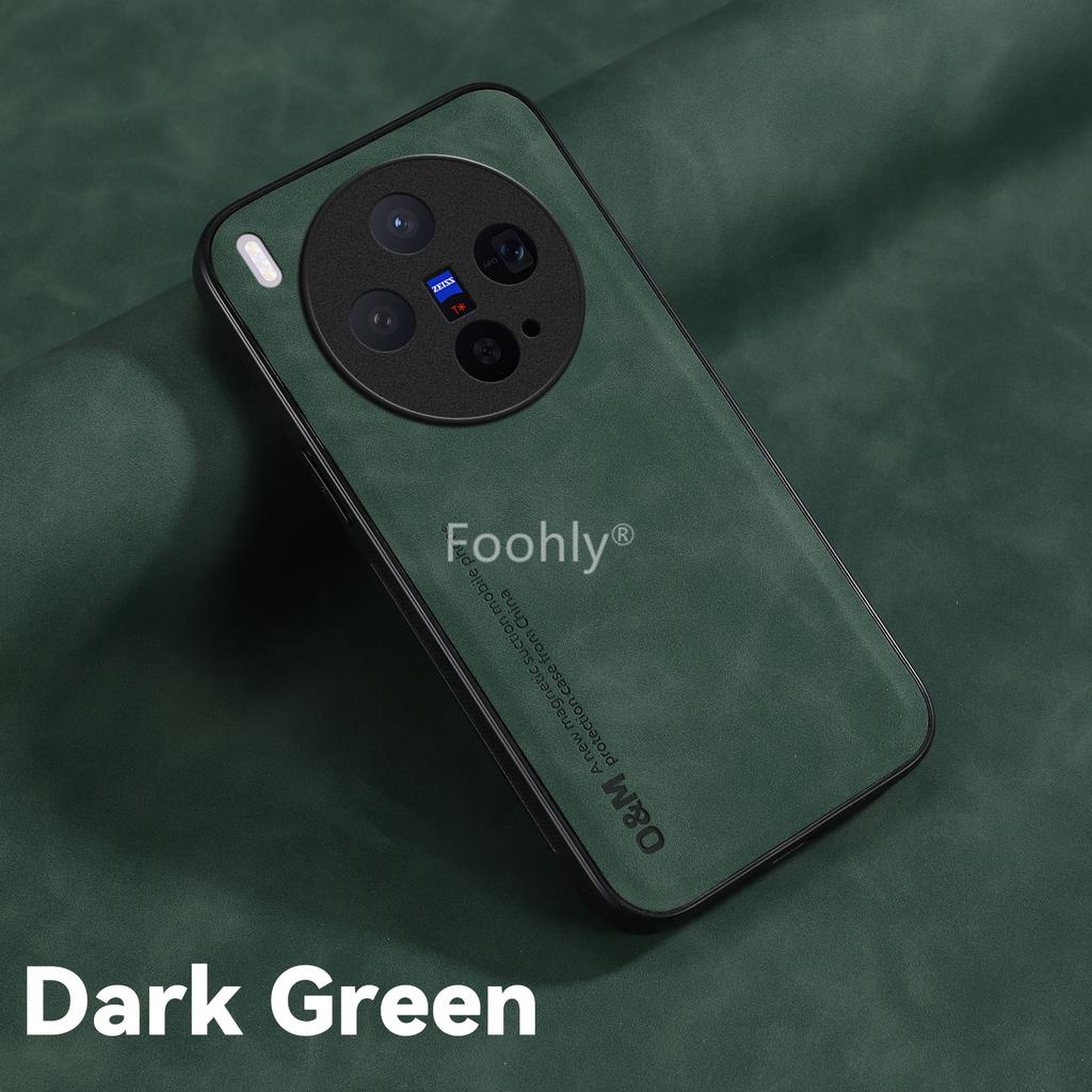 Magnetische Nubuk-Lederhülle für Vivo X300 Pro Schutzhülle Stoßfeste Rückseite Coque Capa Fundas