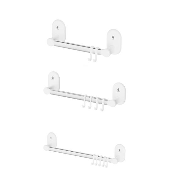 Bathroom Towel Holder with Hooks Strong Load-bearing Simple Installation Suction Cup Towel Bar Hanger Wall Hook