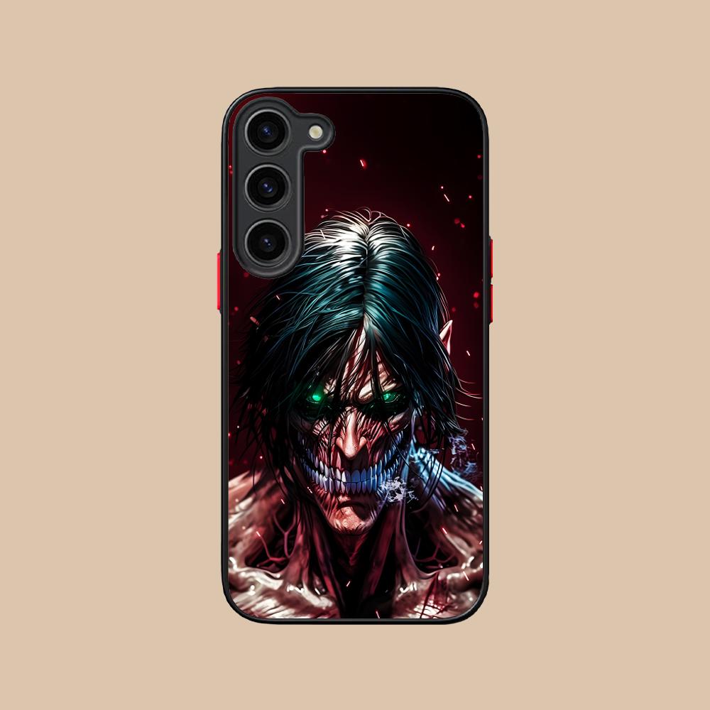 AOT Eren Yeager Silicone Mobile Phone Case for Samsung Galaxy S26 S25 S24 S23 S22 S21 Plus FE Ultra Colorful Cover