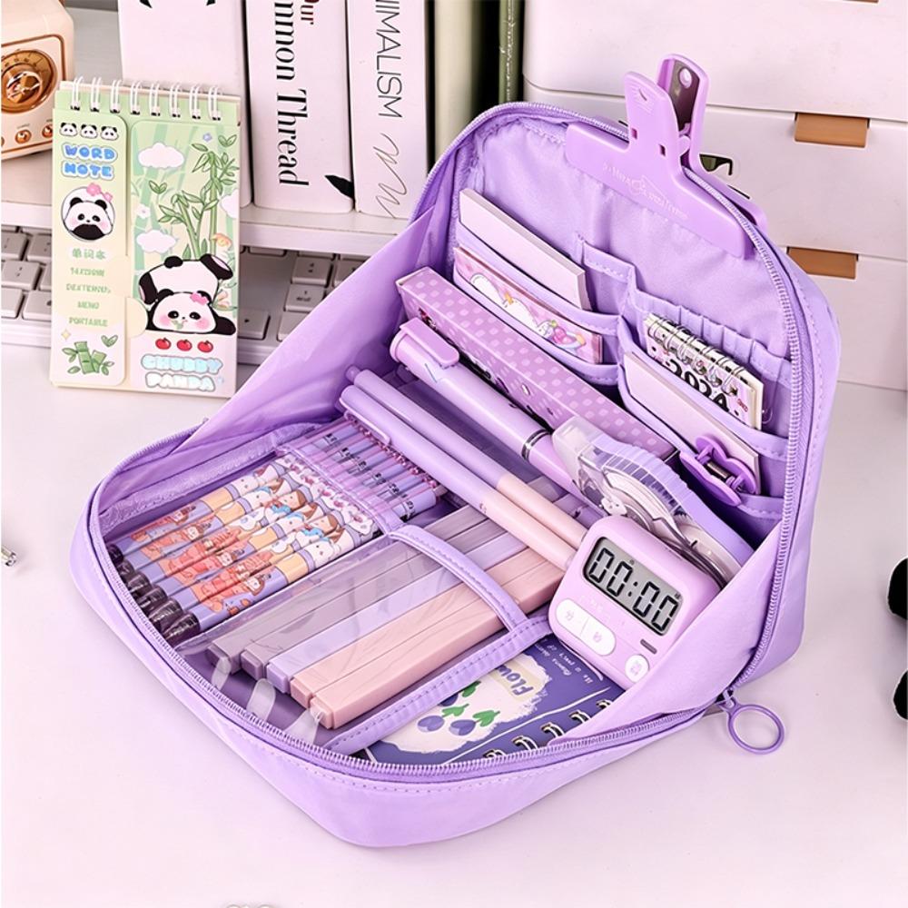 12-Layer Penicl Case Large Opening Multi-Compartment Stationery Bag Stationery Organizer Large Capacity Pen Bag Students