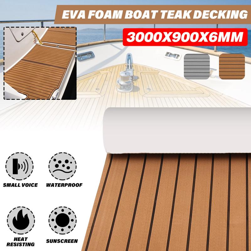Self-Adhesive EVA Foam Marine Boat Yacht Flooring 3000x900x6mm Faux Teak Decking Sheet Pad Boat Decking Decor Mat