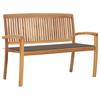 vidaXL Stackable Garden Bench with Cushion 128.5 Cm Solid Teak Wood