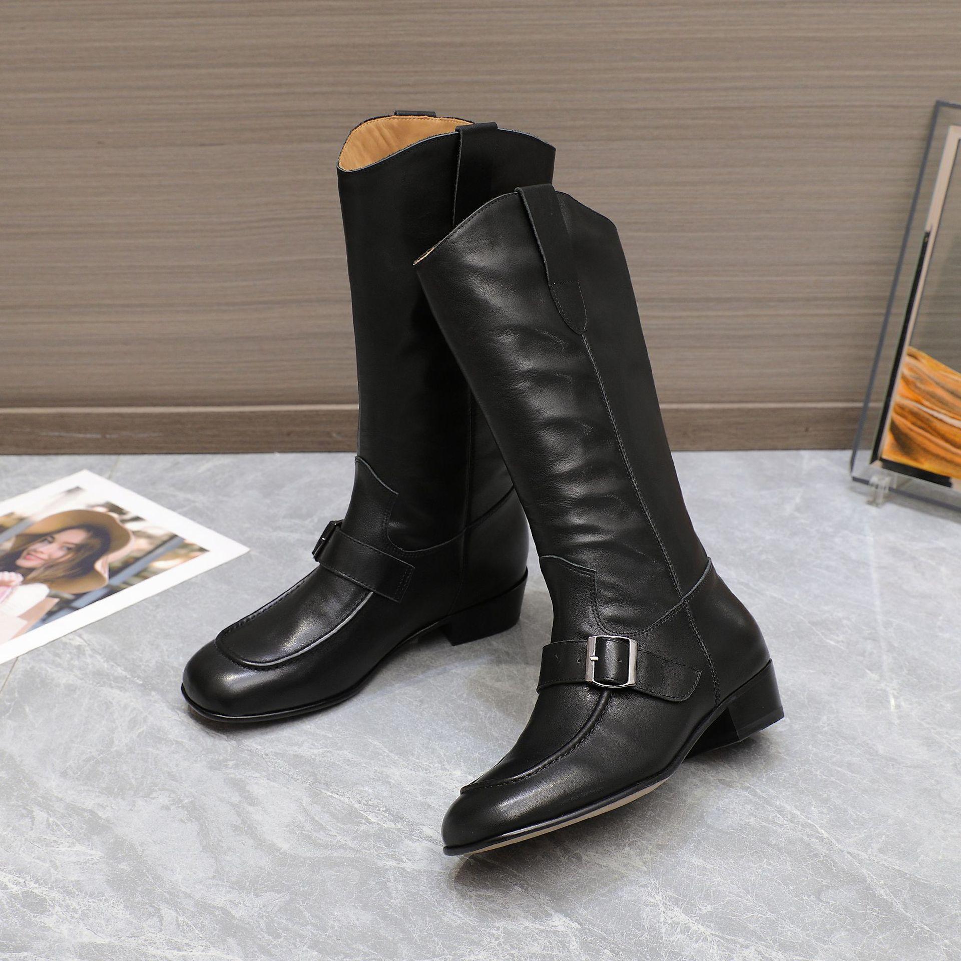 

Высококачественные ботинки Martin M6 из телячьей кожи с квадратной головкой, старого цвета, высокие кожаные ботинки с пряжкой и толстым каблуком, универсальные женские ботинки 41 custom чёрный