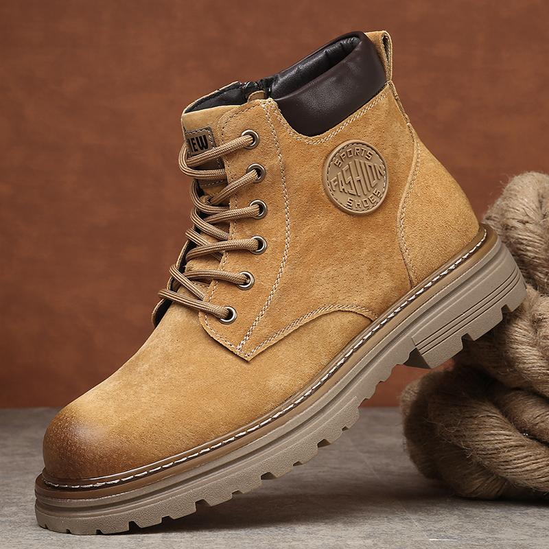 Fashion Men's Retro Suede Work Boots Thick-soled Anti-slip Outdoor Casual Shoe Comfortable and Durable Short Boots for Autumn and Winter
