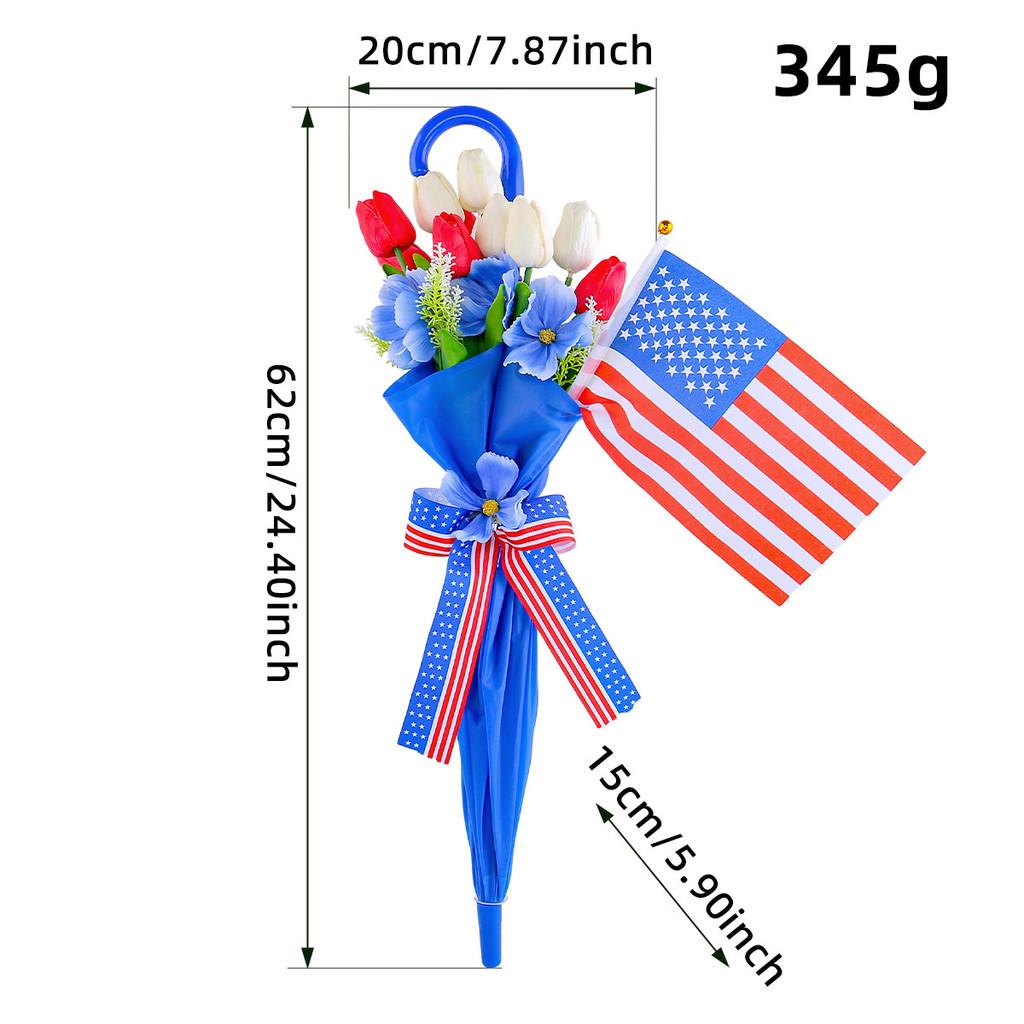 Independence Tulip Day Umbrella Wall Hanging Festive Decor With Red Flag White