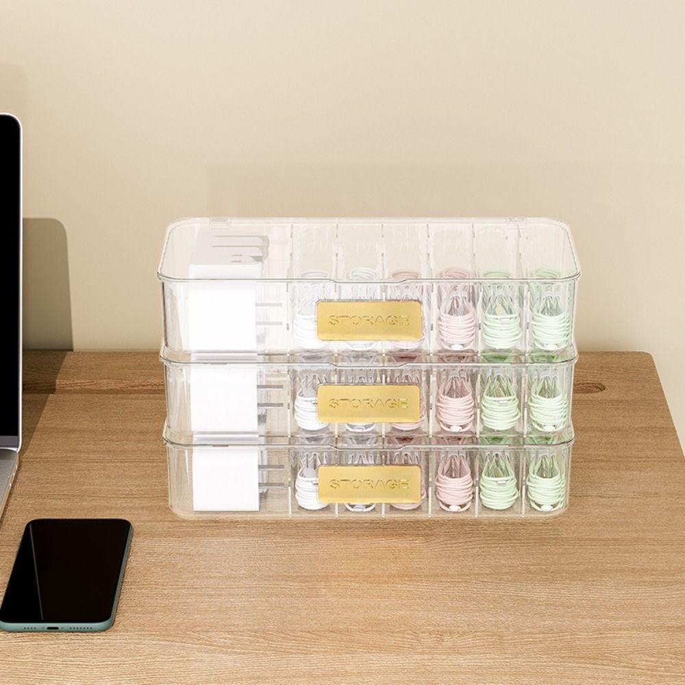 Plastic Cable Storage Box with Lid Charger Organizer New Data Line Box  Desktop Management