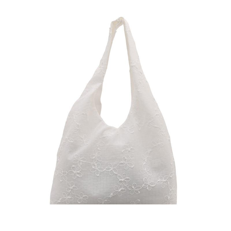 Korean Style Casual Canvas Bag With Lace Details Oversized Shoulder Tote For Women