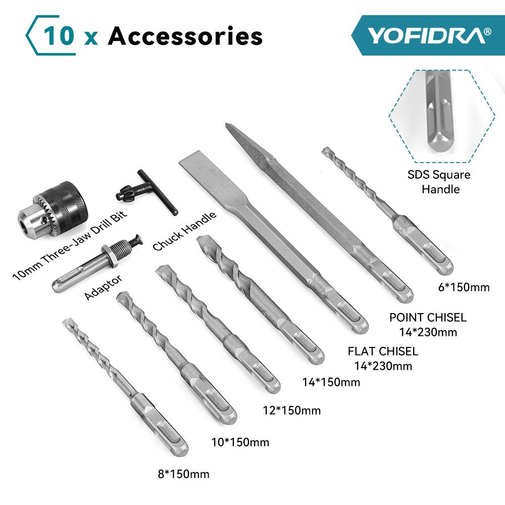 YOFIDRA Brushless 26MM Electric Hammer Impact Drill 8000IPM Multi-Screwdriver Rotary Drilling Tool For Makita 21V Battery Pin