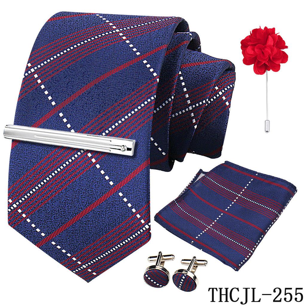 Men'S Business Dress Tie 5-Piece Groom Best Man Dress Accessories Gaowei Dense Jacquard Tie Worker