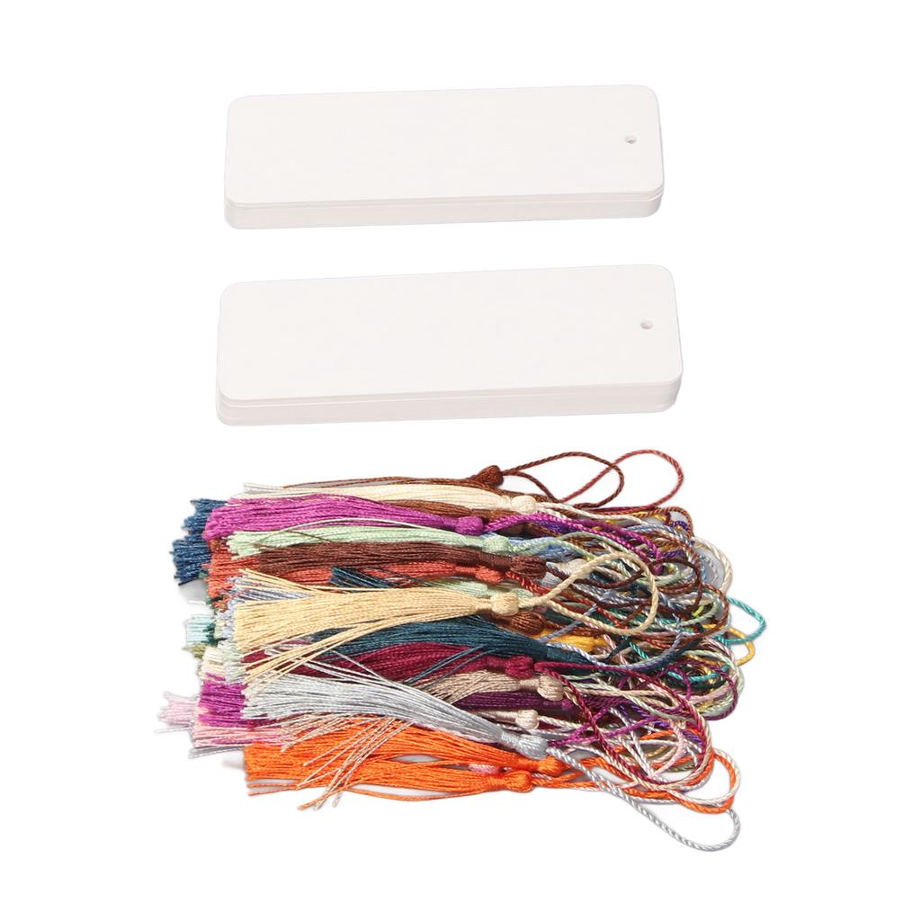 80 Sets Blank Bookmarks 5.5in Long 2in Wide Smoothing Widely Used Cardstock Bookmarks with Tassels
