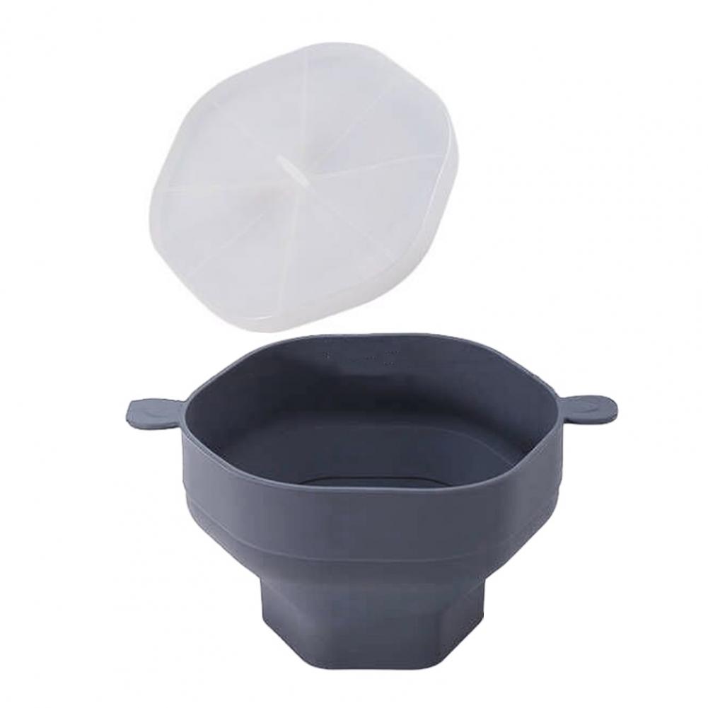 Silicone Microwave Popcorn Bowl with Lid Large Capacity Food Grade BPA Free Heat-Resistant Foldable Popcorn Maker Bucket Bowl