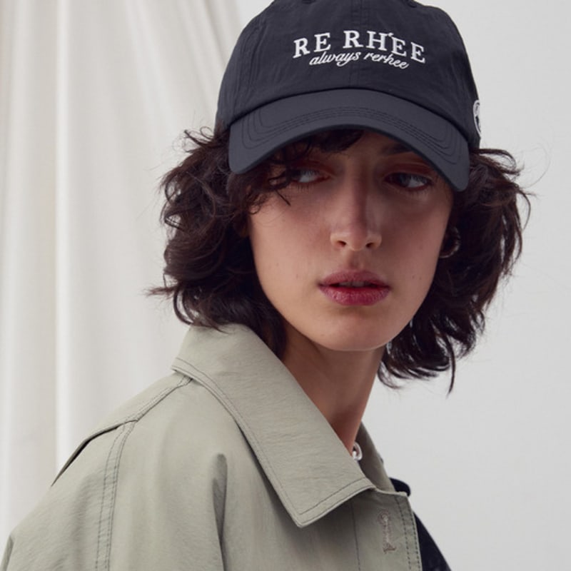 RE RHEE LOGO EMBROIDERED AQUA BALL CAP BLACK