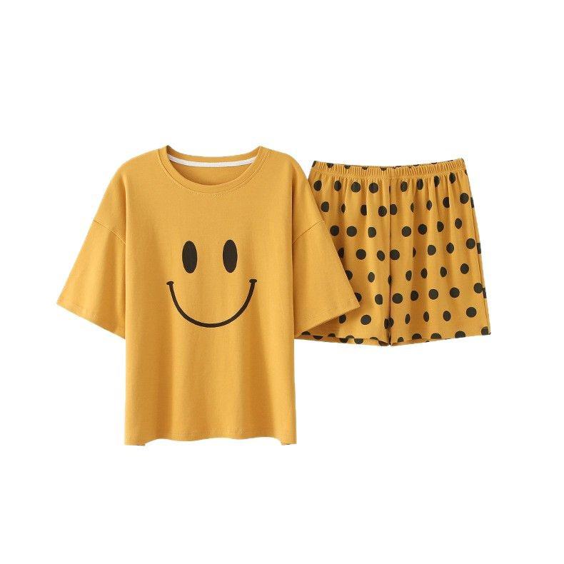 Baumwoll-Pyjama-Set im koreanischen Stil - Niedliche, lässige Kurzarm-Homewear für Studenten