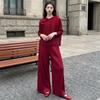 1116 hot-selling Sanzhai suit, two-piece set, foreign-style retro handicap long-sleeved top, drape versatile bell pants