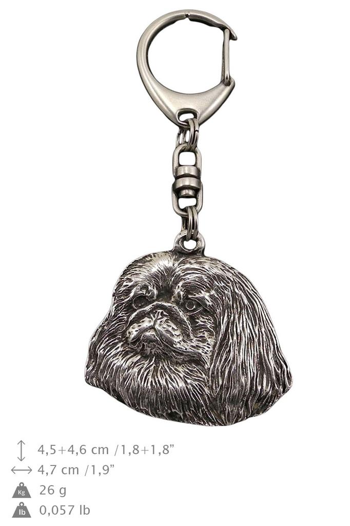 Pekingese, Pekinese, Peke - Silver-plated Key Ring with Dog, Handbag Decoration, Backpack Pendant by Art-Dog Brand