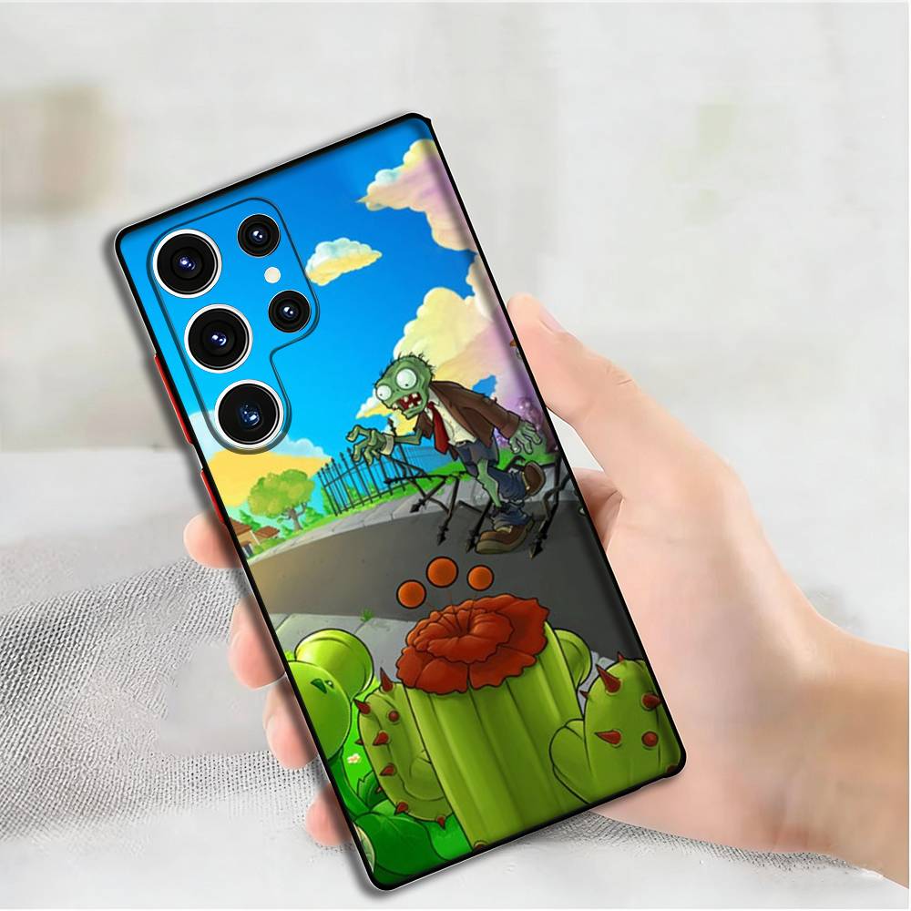 P-Plants Z-Zombies Game Silicone Case For Samsung S25,24,23,22,21,20 Plus Ultra 5G Lite Shockproof Cover