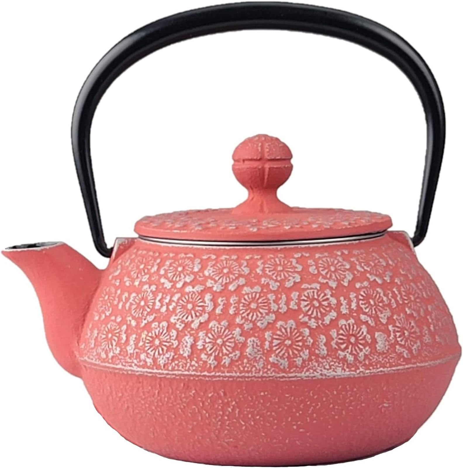 Iwachu Type Cherry Blossom Enamel Nambu 12705 Teapot, 3, Design, Silver/S Pink, 0.32L, Interior, Ironware,