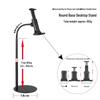 Space-Saving Universal Stand with Metal Base for Phone, Tablet, Fill Light - Adjustable 1/4 Screw Mount
