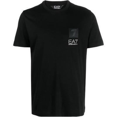 EA7 Logo Print Rundhals T-Shirt Herren Oberteile Schwarz 6RPT26-PJHYZ-1200