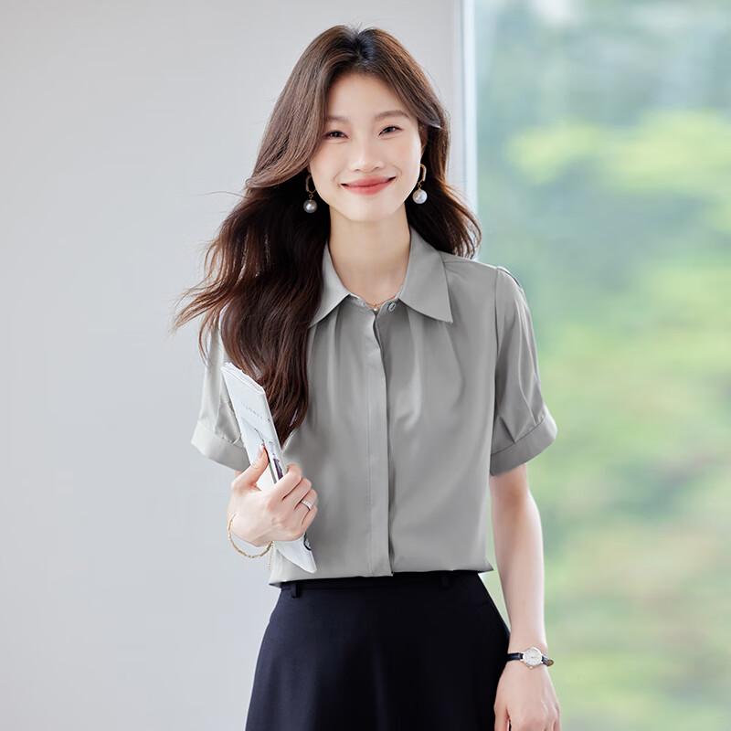 Women's Short-Sleeve Professional Chiffon Blouse