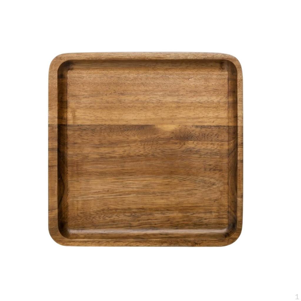 Acacia Wood Serving Tray Smooth Rounded Corners Food Platter Square