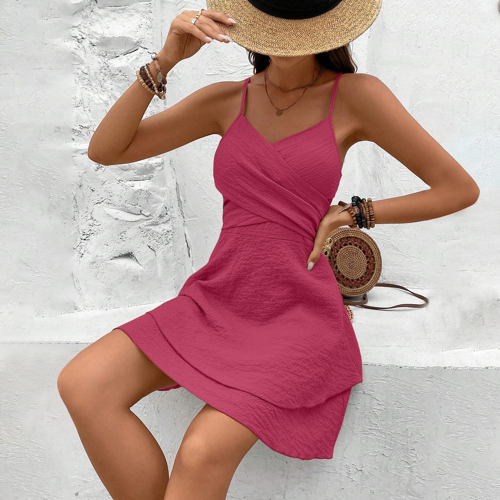 

Жіноче освіжаюче плаття без рукавів, повсякденне однотонне вільне плаття з відкритою спиною на блискавці XL