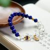 Chinese Style Lapis Lazuli & 925 Silver Beaded Fu Bracelet