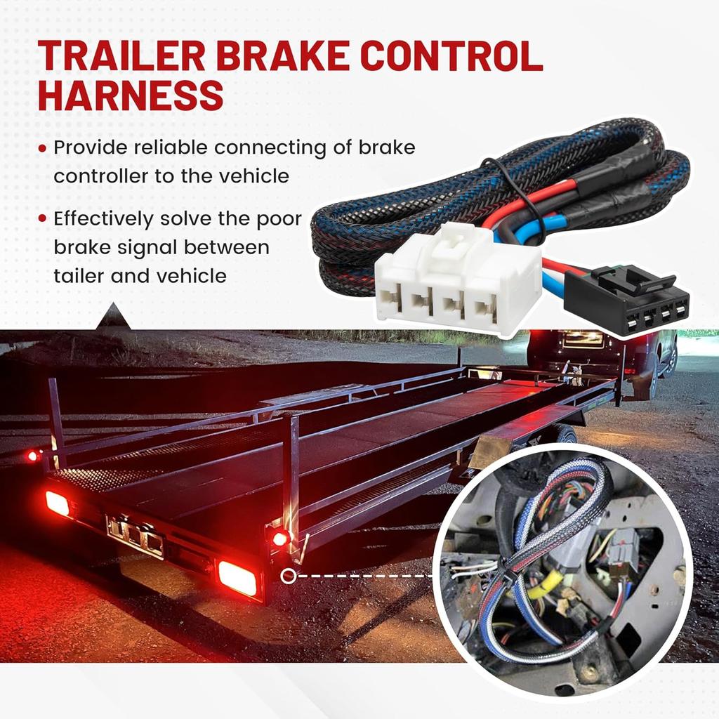 RED WOLF Brake Control Wiring Harness Fit For 1995-2009 Dodge Ram Chrysler Adapter Towing Trailer Brake Controller Wire 4 Pin Connector Cable Mount