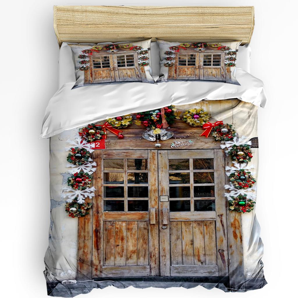 Christmas Tree House Printed Comfort Duvet Cover Pillow Case Home Textile Quilt Cover Boy Kid Teen Girl Luxury 3pcs Bedding Set