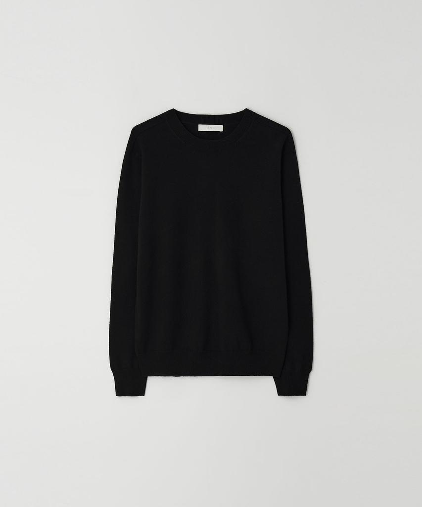 EZIO Wholegarment Cashlike Round Knit_Black