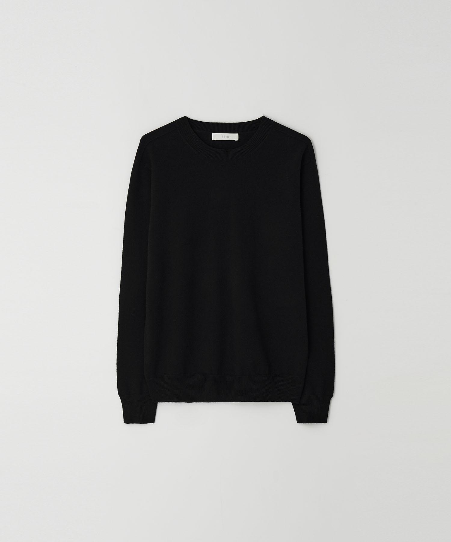 Easy O Wholegarment Cashlike Round Knit_Black Black/M