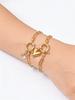 Chaîne Maillons Trombone en Acier Inoxydable avec Breloques Cœur en Zircon pour Femmes, Bracelet Plaqué Or 18K à Fermoirs Boule à Ressort