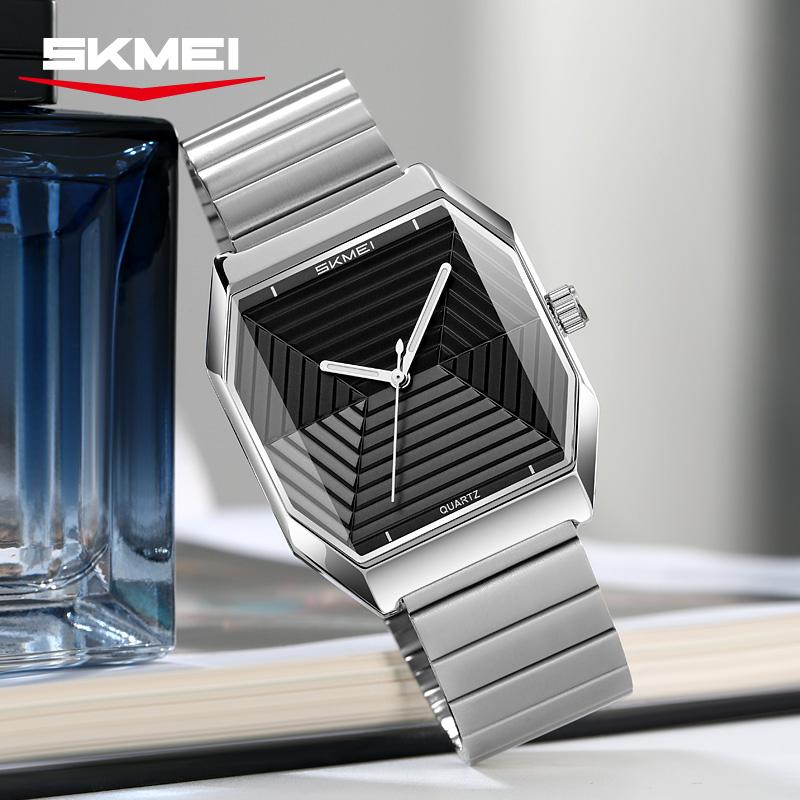SKMEI 9393 Watch Unique Design Stainless Steel Men's Wristwatches Elegant Watches for Men relgios masculino Fashion Quartz